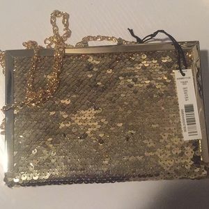 Small gold sequin purse with strap